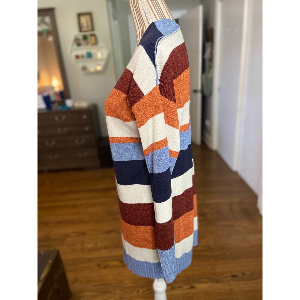 Style & Co multi stripe open front long sleeve cardigan - Picture 3 of 8